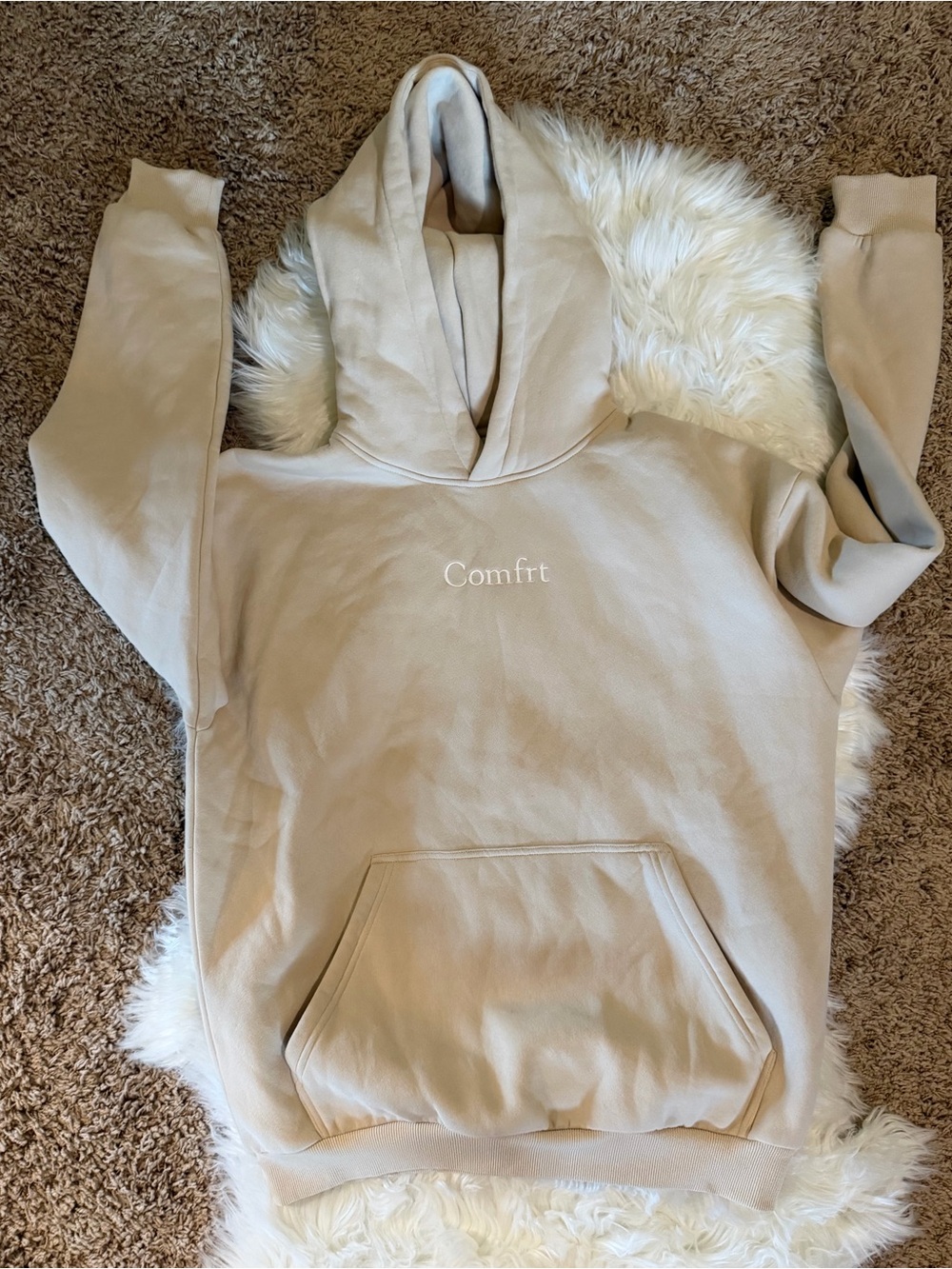 Comfrt Hooded Sweatshirt in Beige - M